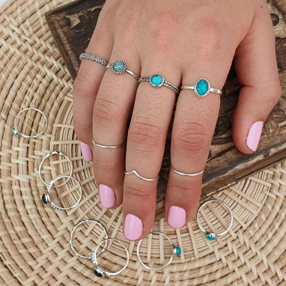 'The Spirit of Serenity' Adjustable Ring / Stainless Steel with Turquoise