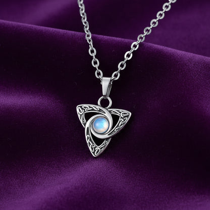 Guided Within Moonstone Celtic Knot Necklace / Stainless Steel
