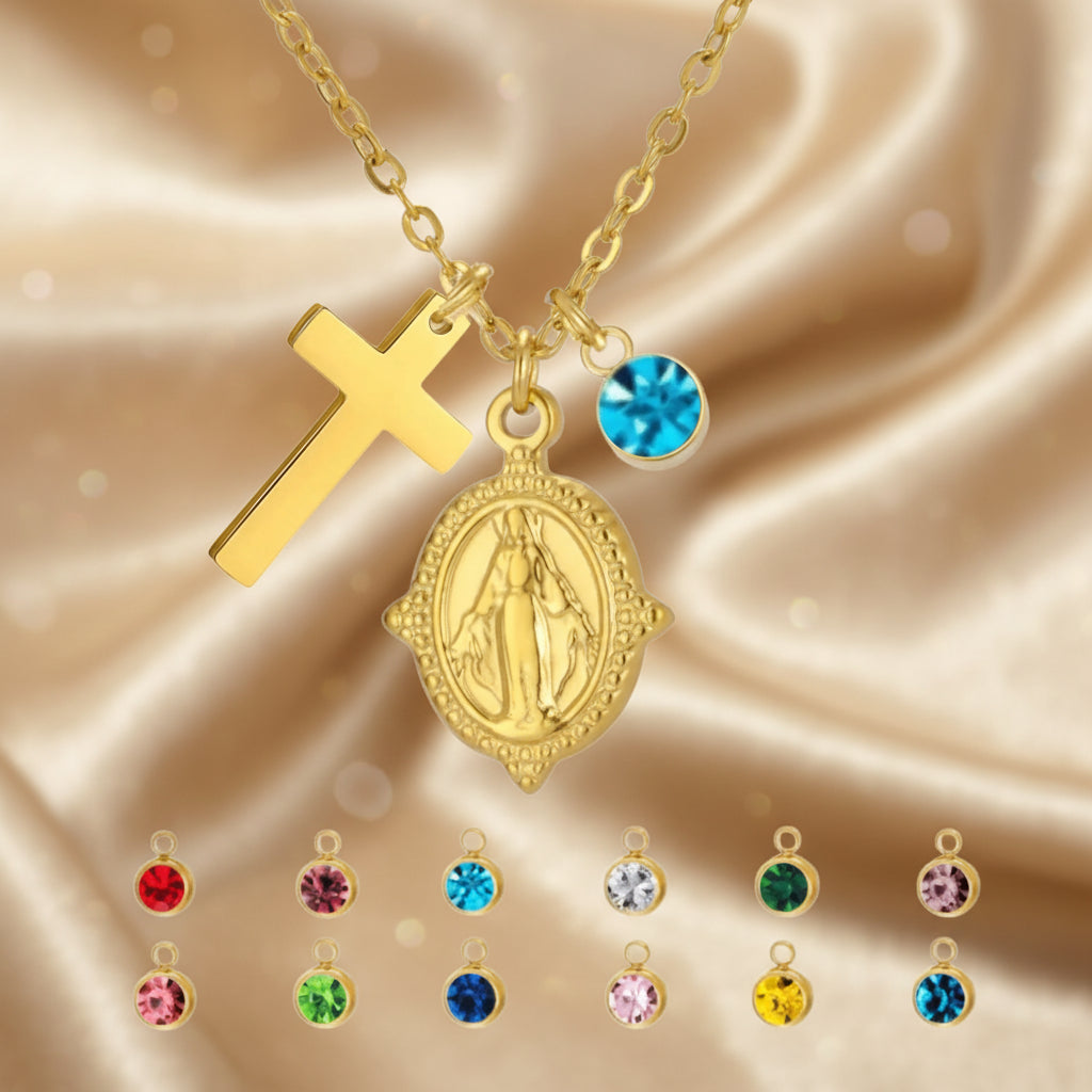 Divine Grace Birthstone Necklace / Stainless Steel