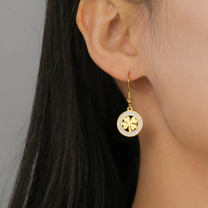 'The Sacred Luck' Four Leaf Clover Earrings / Stainless Steel