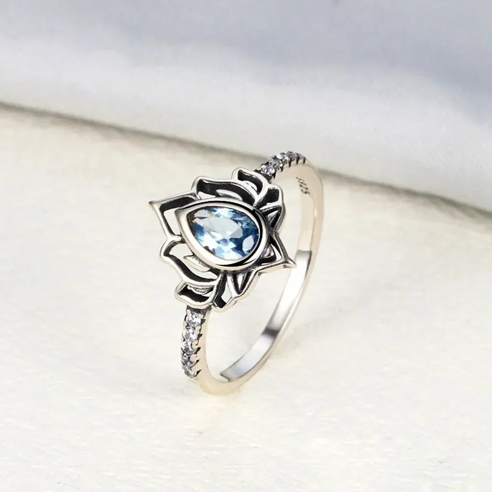 'The Lotus of Light' Adjustable Ring / 925 Sterling Silver