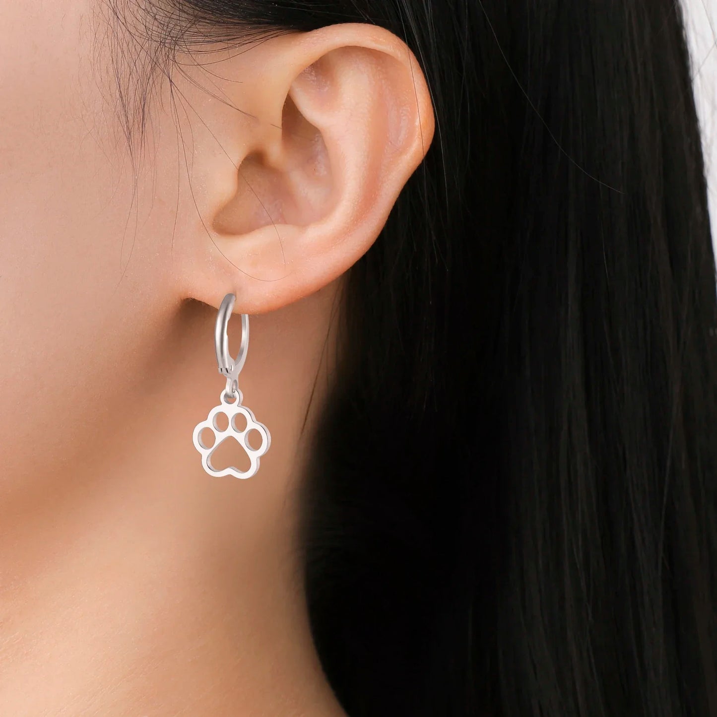'Forever' Paw Love Earrings / Stainless Steel
