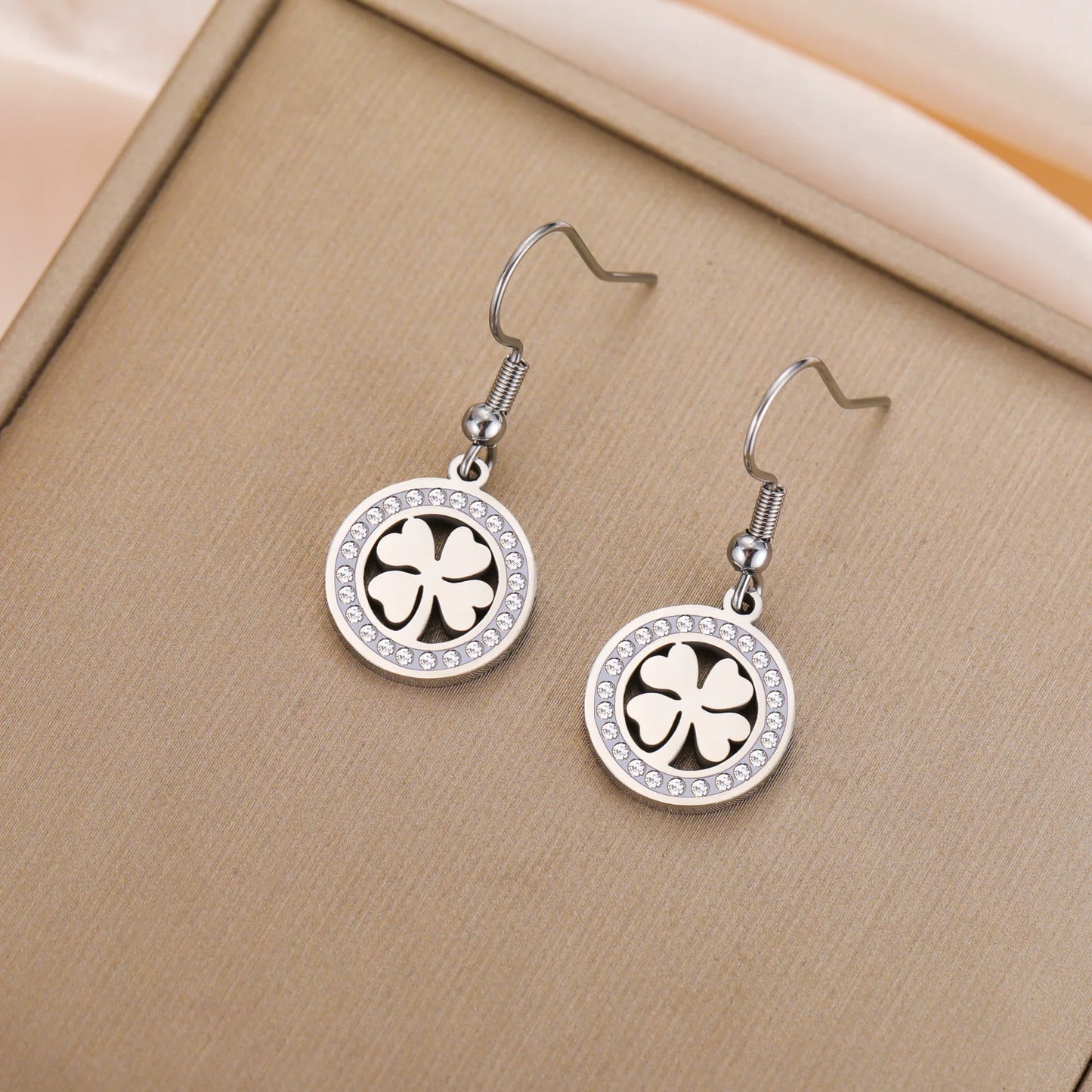 'The Sacred Luck' Four Leaf Clover Earrings / Stainless Steel