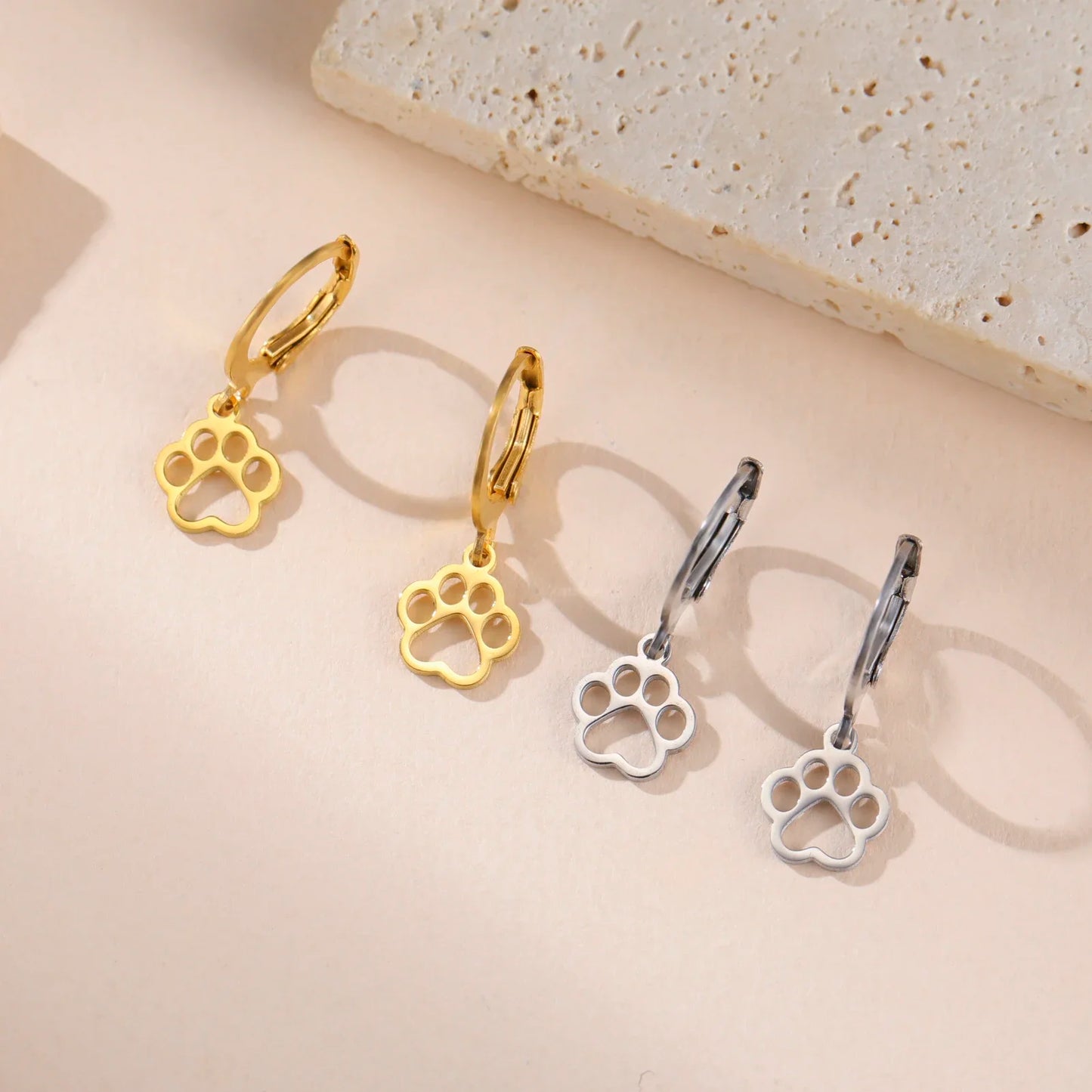 'Forever' Paw Love Earrings / Stainless Steel