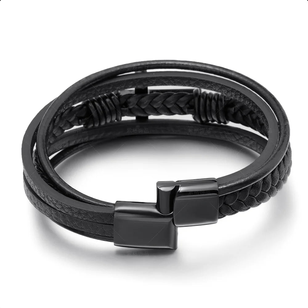 Walk with Faith Leather / Stainless Steel Cross Bracelet