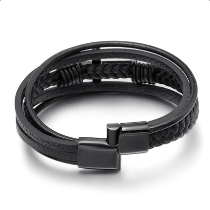 Walk with Faith Leather / Stainless Steel Cross Bracelet