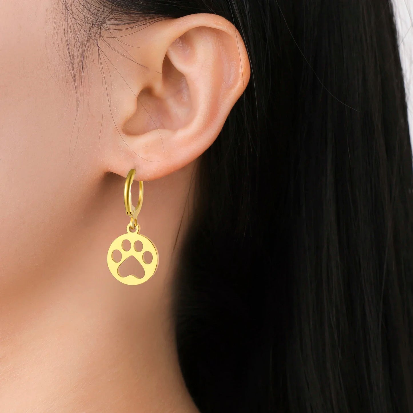 'Forever' Paw Love Earrings / Stainless Steel
