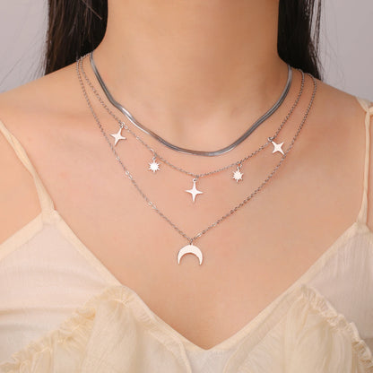 'Celestial Alignment' Layered Necklace / Stainless Steel
