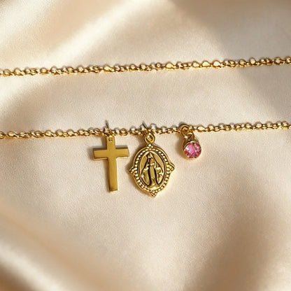 Divine Grace Birthstone Necklace / Stainless Steel