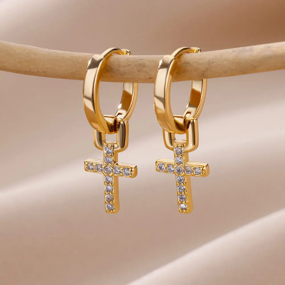 'Faith and Light' Cross Earrings / Stainless Steel