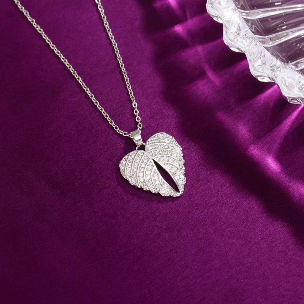 Wings of Grace Necklace / 925 Sterling Silver / Cubic Zirconia