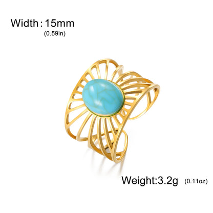 'The Guiding Light' Adjustable Ring / Stainless Steel with Turquoise