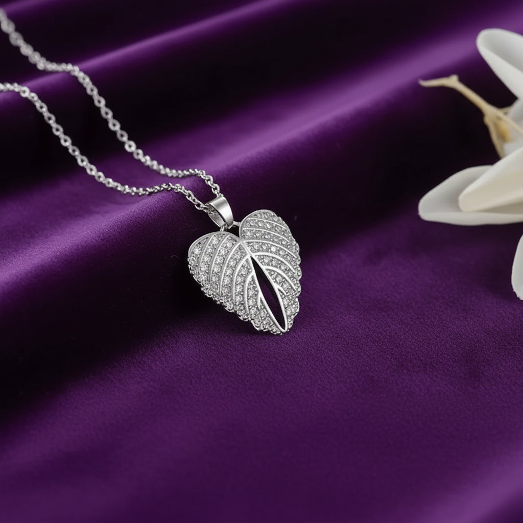 Wings of Grace Necklace / 925 Sterling Silver / Cubic Zirconia