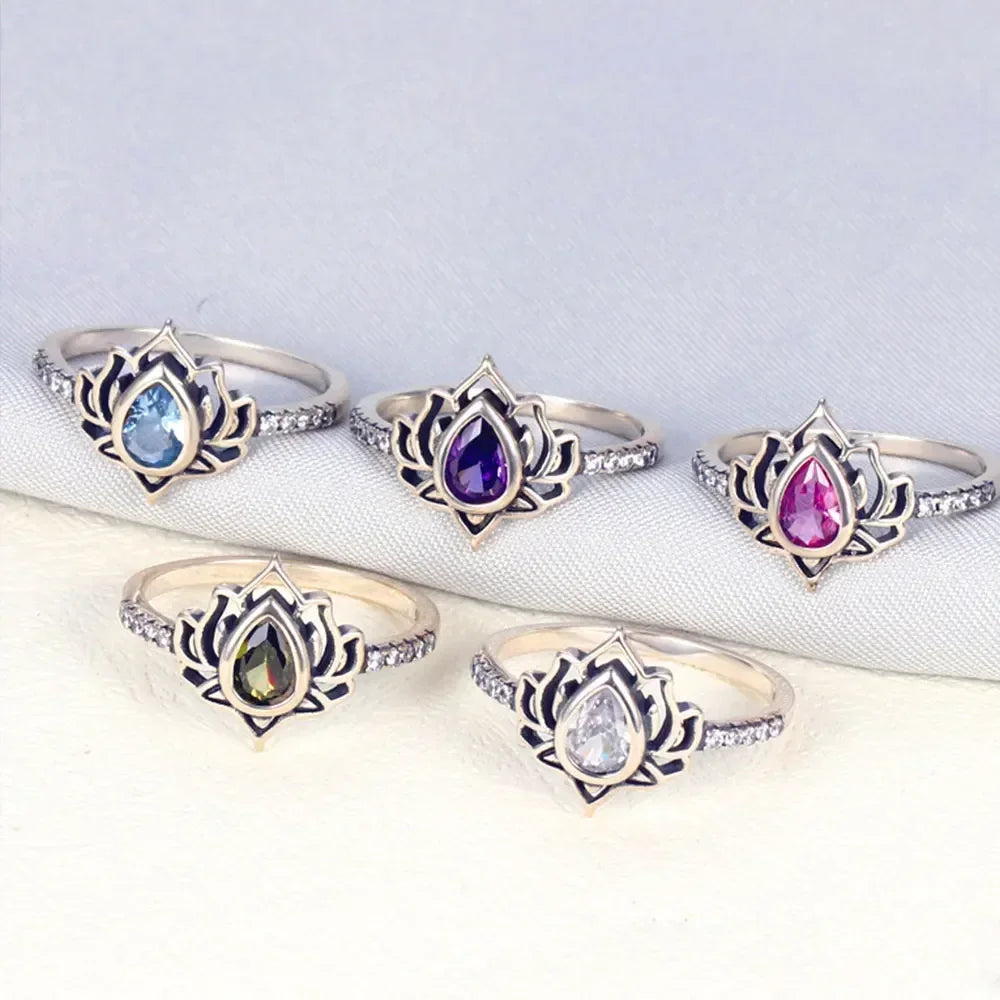 'The Lotus of Light' Adjustable Ring / 925 Sterling Silver