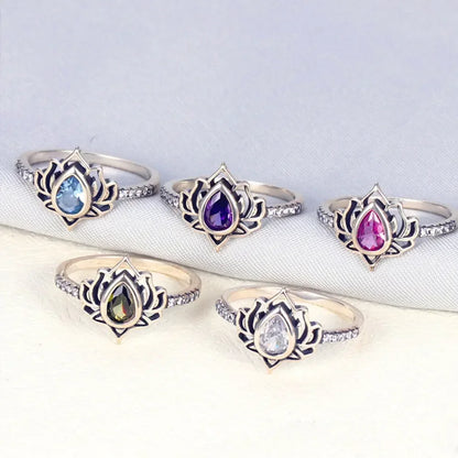 'The Lotus of Light' Adjustable Ring / 925 Sterling Silver