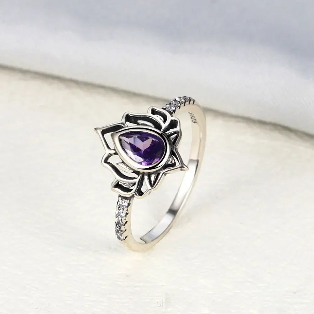'The Lotus of Light' Adjustable Ring / 925 Sterling Silver