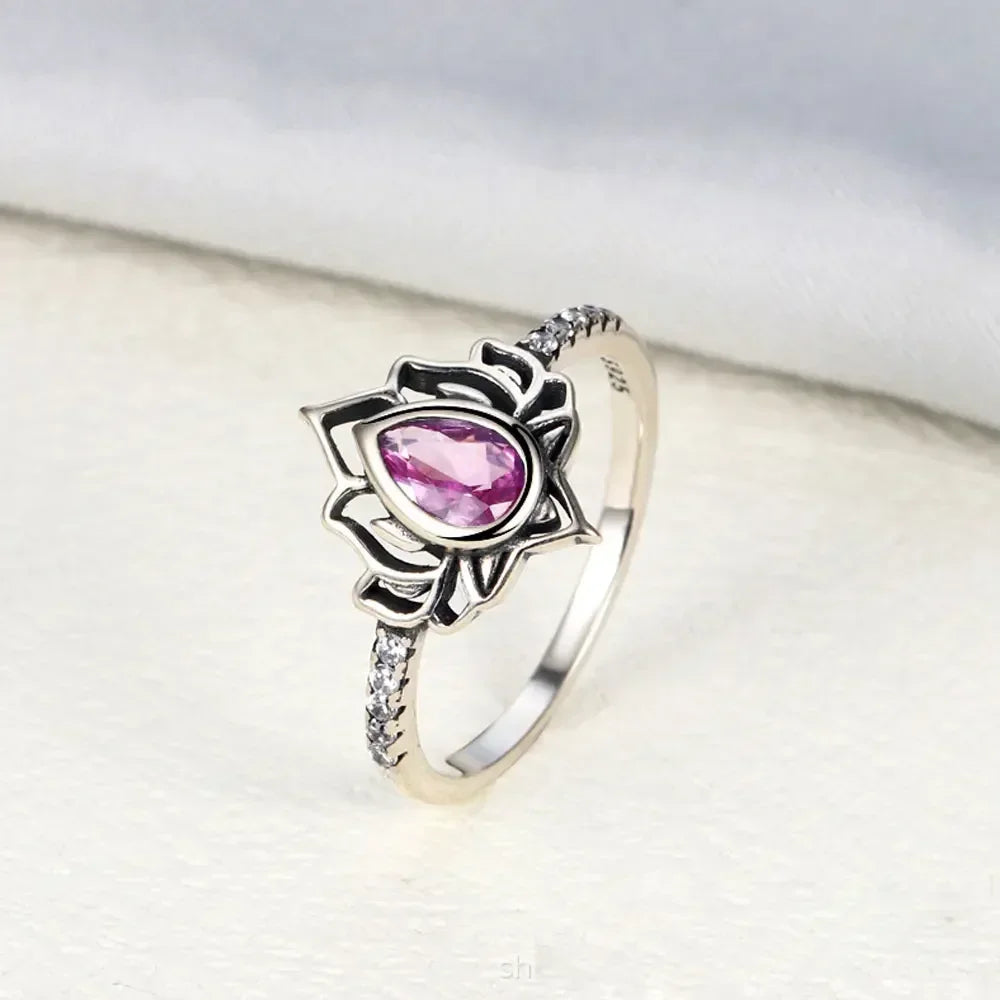 'The Lotus of Light' Adjustable Ring / 925 Sterling Silver