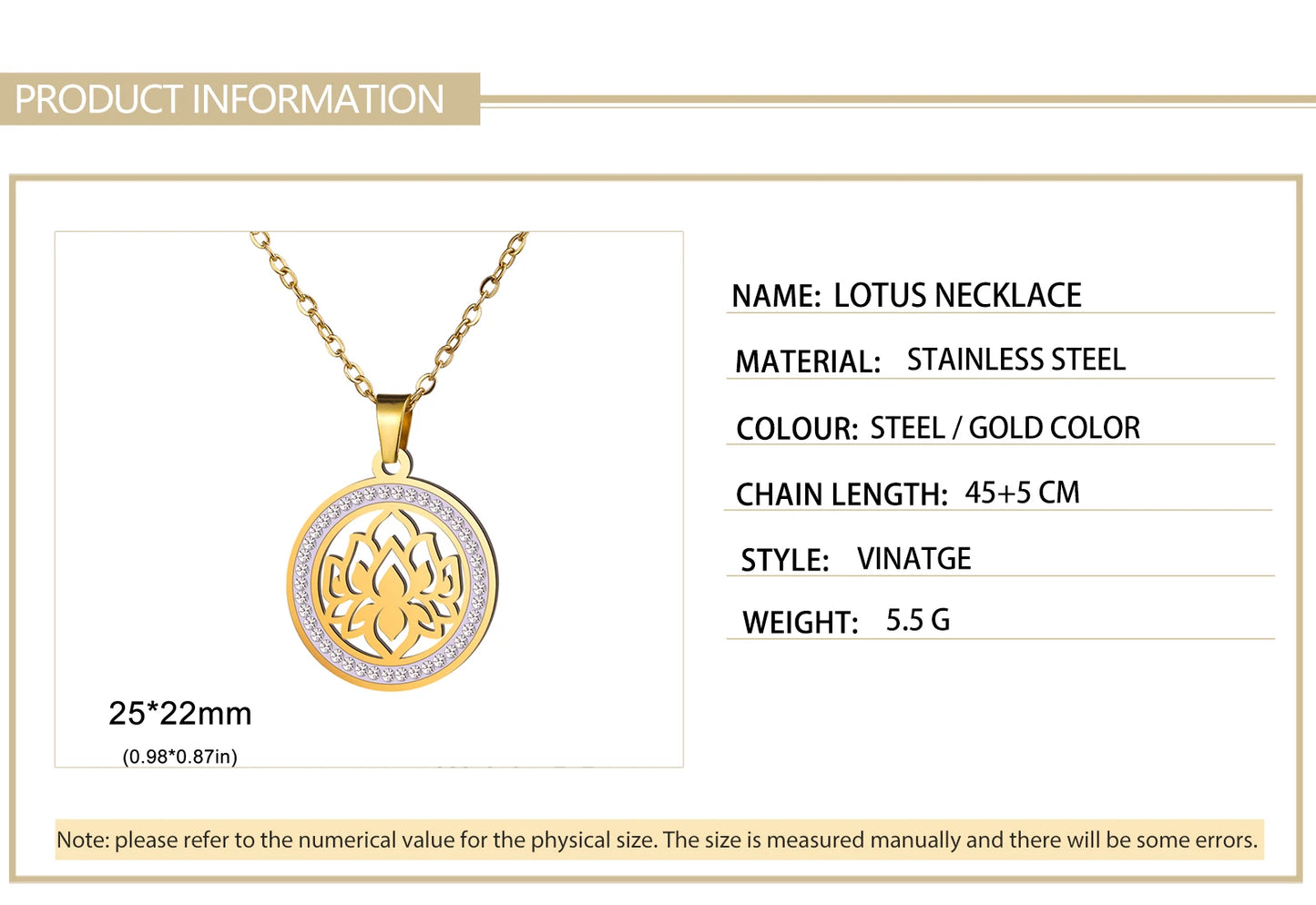 'Lotus Serenity' Lotus Flower Necklace with Cubic Zirconia / Stainless Steel