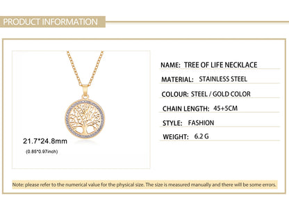'Eternal Roots' Tree of Life Pendant / Stainless Steel