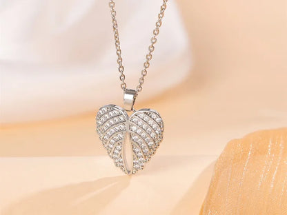 Wings of Grace Necklace / 925 Sterling Silver / Cubic Zirconia