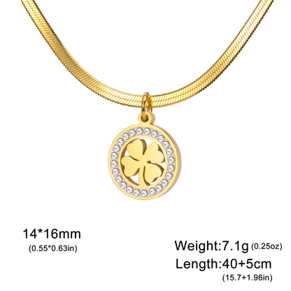 'The Sacred Luck' Four Leaf Clover Necklace / Stainless Steel