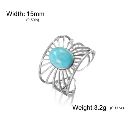 'The Guiding Light' Adjustable Ring / Stainless Steel with Turquoise