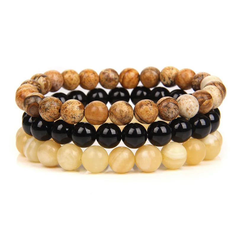 'Harmony Within' Set of 3 Natural Bead Bracelets