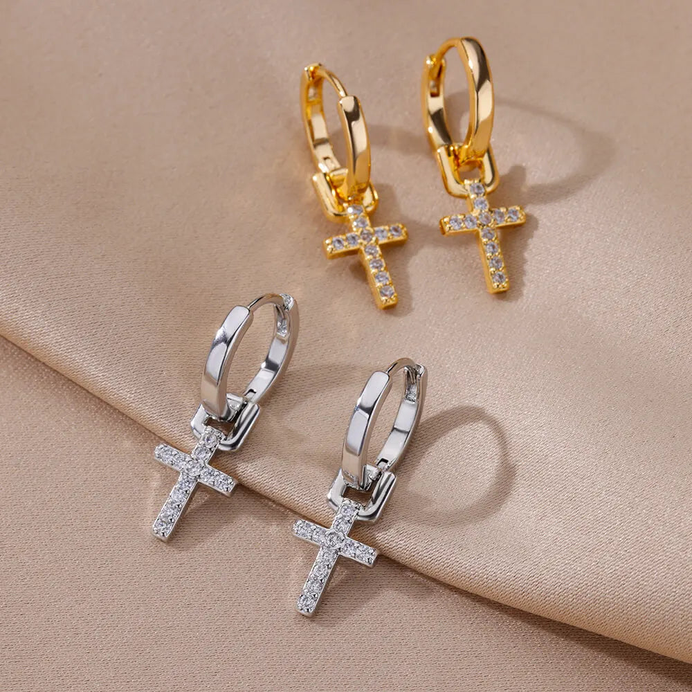 'Faith and Light' Cross Earrings / Stainless Steel