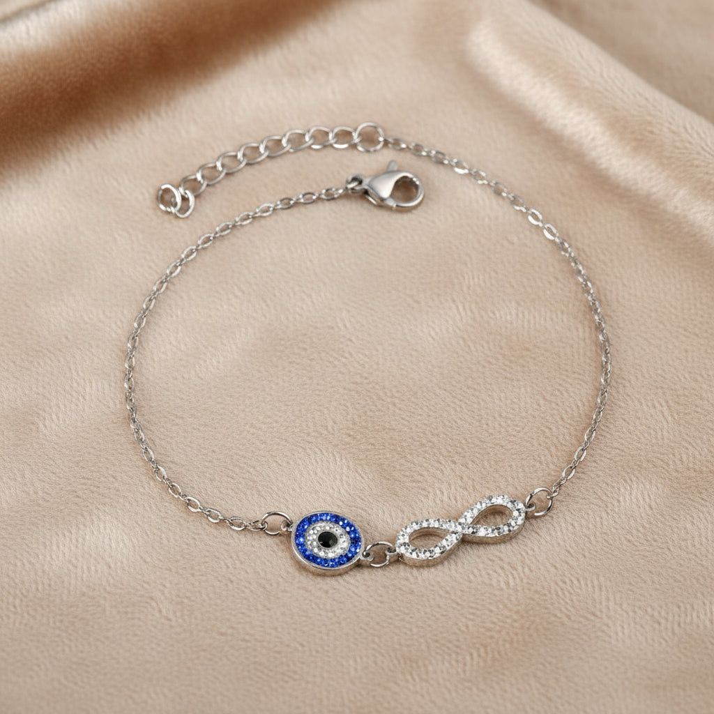 Little Guardian Evil Eye Bracelet / Stainless Steel 17cm