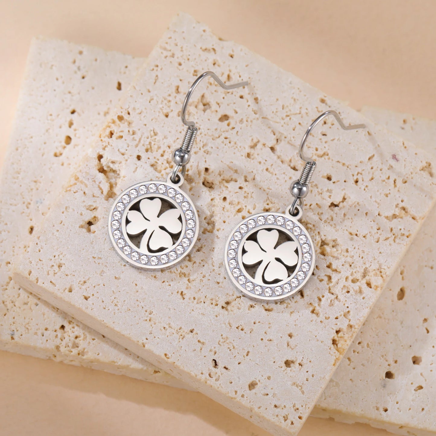 'The Sacred Luck' Four Leaf Clover Earrings / Stainless Steel