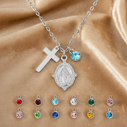 Divine Grace Birthstone Necklace / Stainless Steel