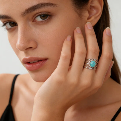 'The Guiding Light' Adjustable Ring / Stainless Steel with Turquoise