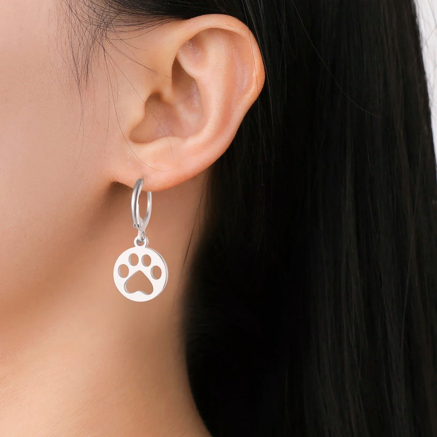 'Forever' Paw Love Earrings / Stainless Steel