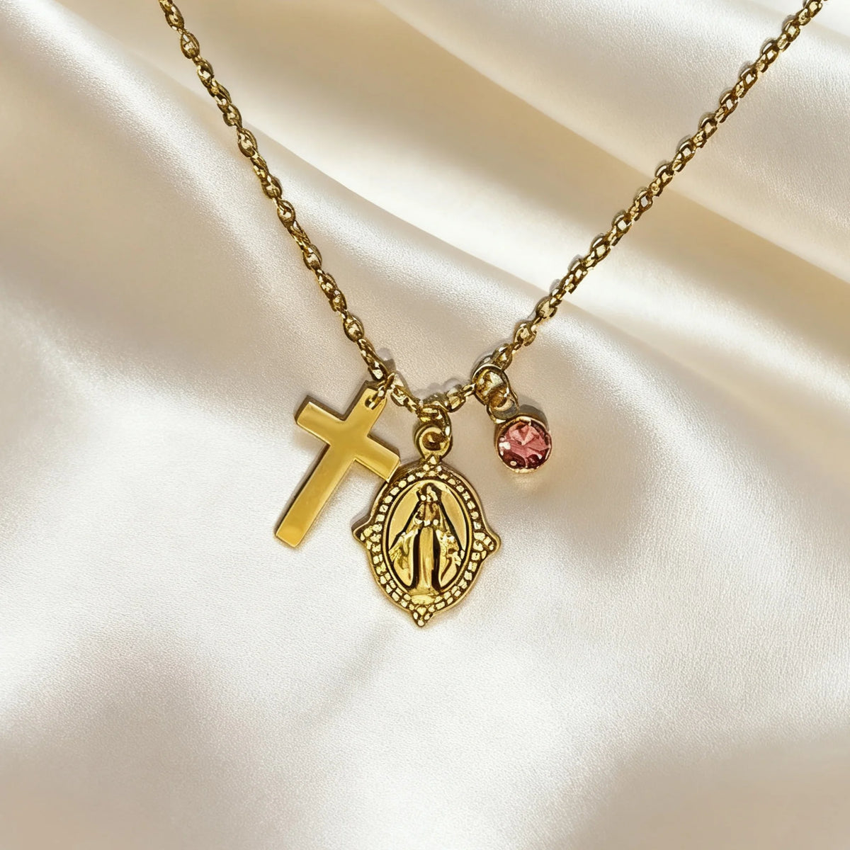 Divine Grace Birthstone Necklace / Stainless Steel