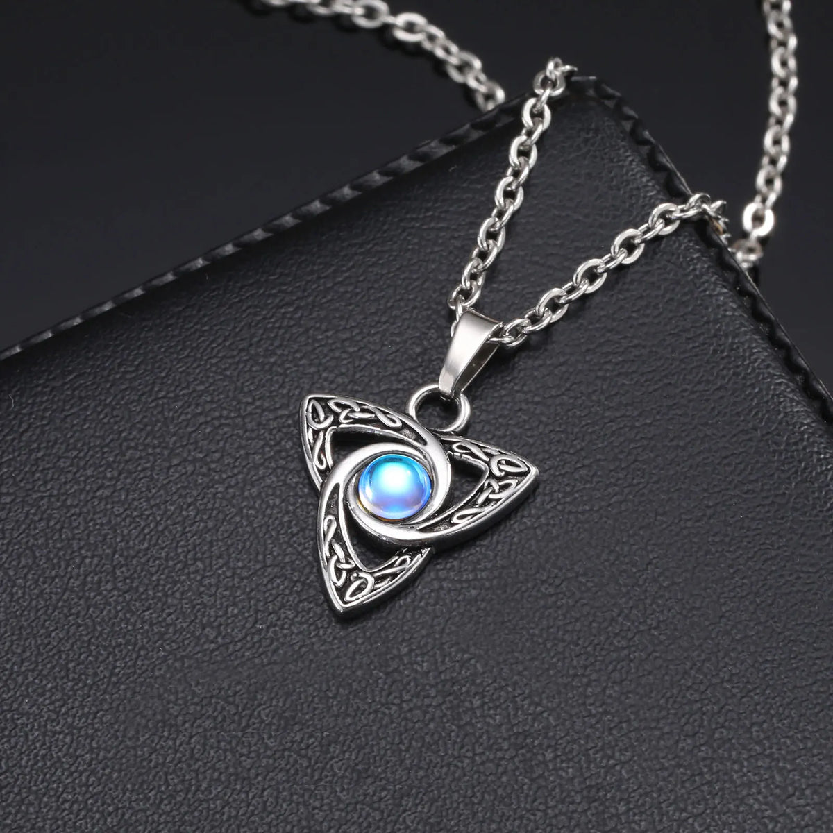 Guided Within Moonstone Celtic Knot Necklace / Stainless Steel