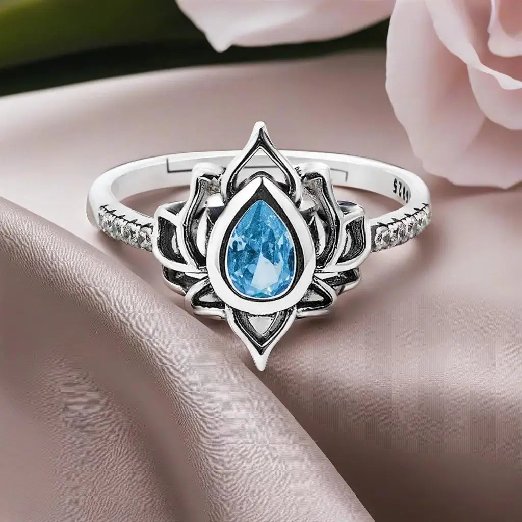 'The Lotus of Light' Adjustable Ring / 925 Sterling Silver
