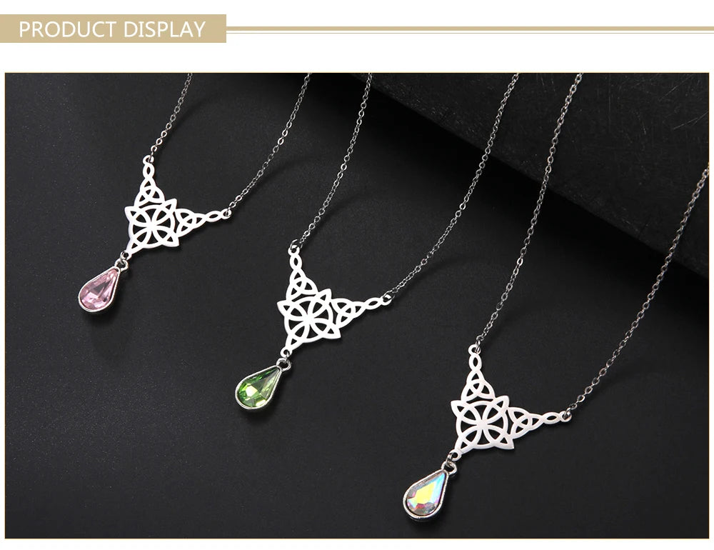 'Eternal Trinity Harmony' Necklace with Crystal drop / Stainless Steel
