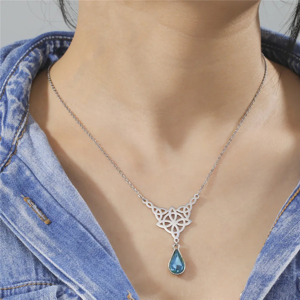 'Eternal Trinity Harmony' Necklace with Crystal drop / Stainless Steel