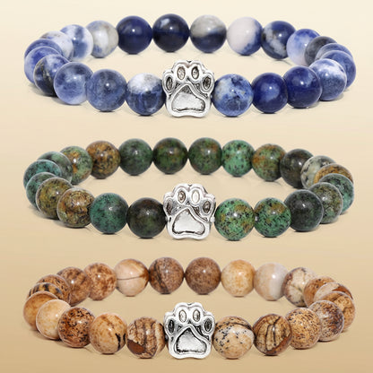 'Pawprints on my Heart' Natural Stone Bracelet