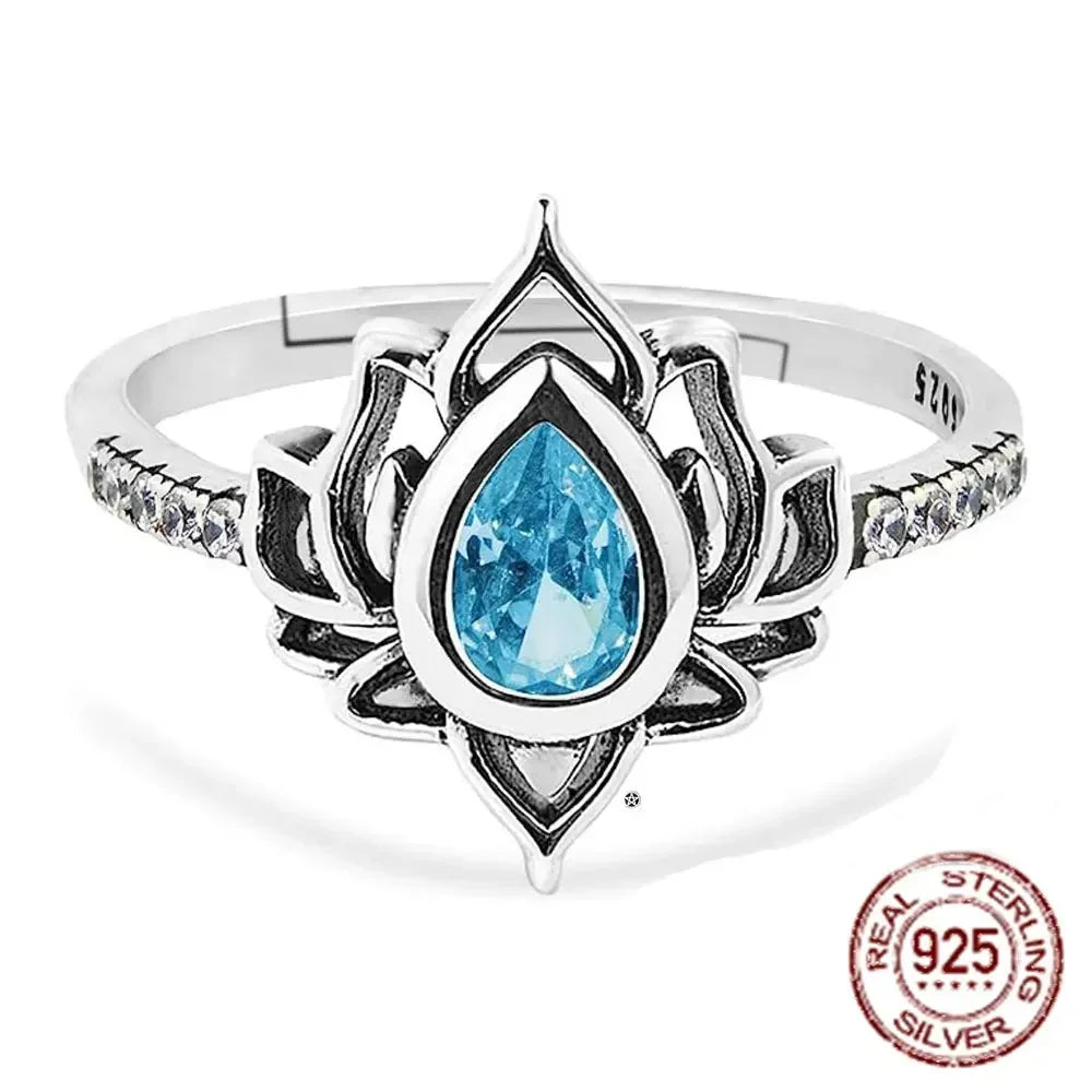 'The Lotus of Light' Adjustable Ring / 925 Sterling Silver