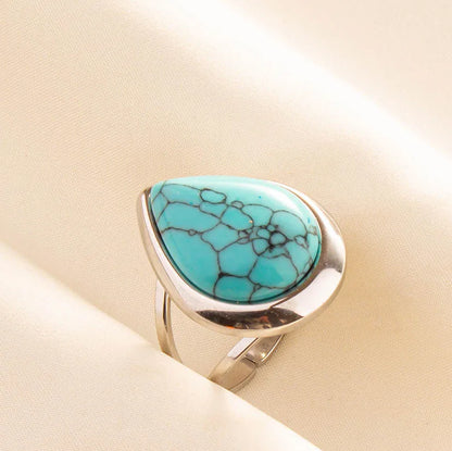 'The Spirit of Serenity' Adjustable Ring / Stainless Steel with Turquoise
