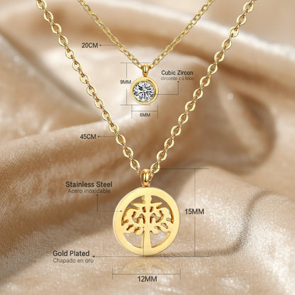 Golden Roots Necklace / Stainless Steel Gold Plated / Cubic Zirconia
