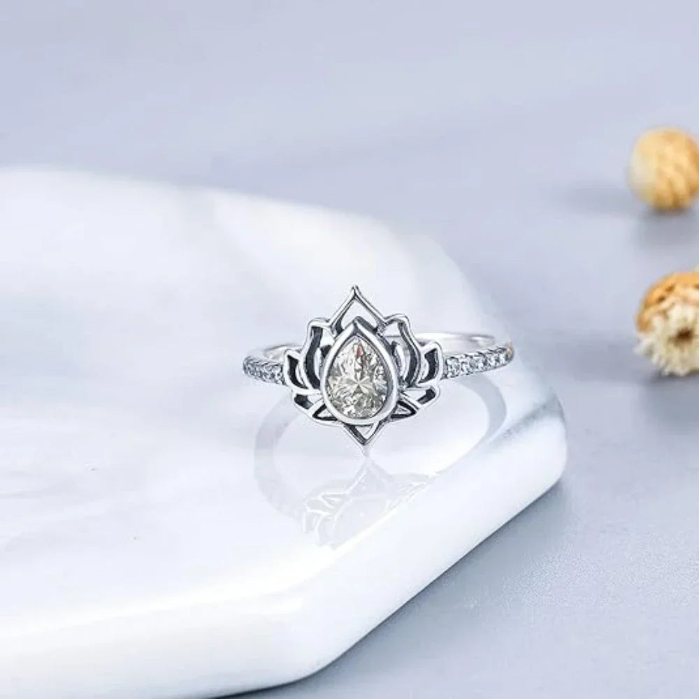 'The Lotus of Light' Adjustable Ring / 925 Sterling Silver