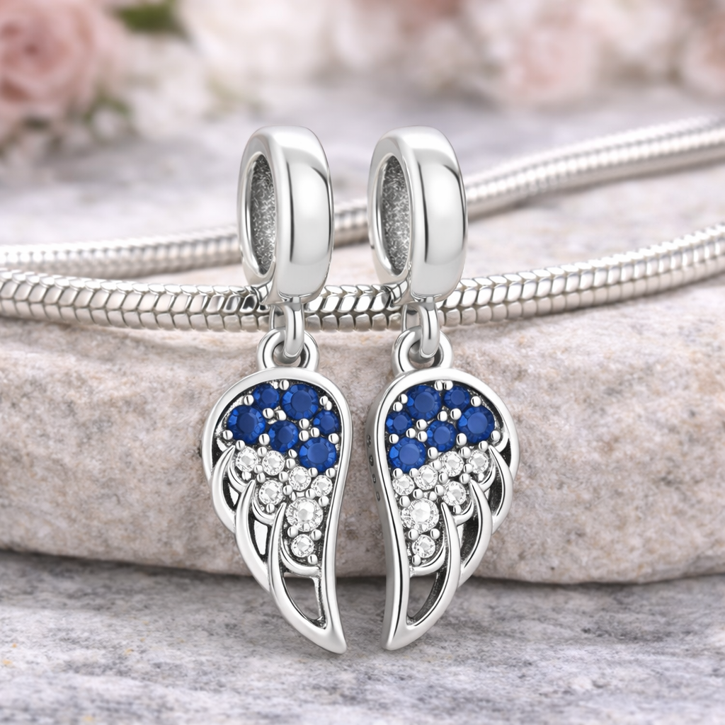 'Celestial Guardian Wings' Charm / 925 Sterling Silver