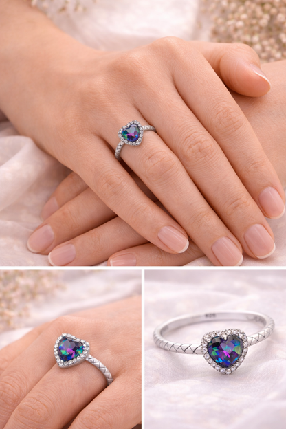 'Radiant Soul' Heart Ring / 925 Sterling Silver