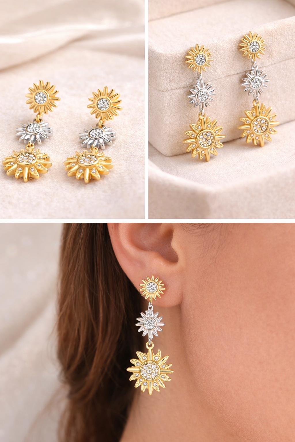 'Divine Sunray' Earrings / 925 Sterling Silver / Gold Plated