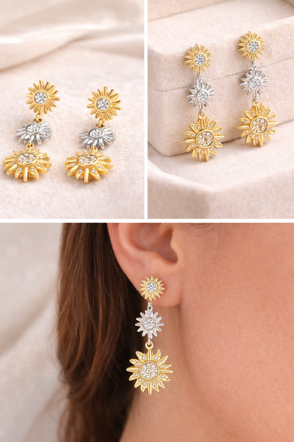 'Divine Sunray' Earrings / 925 Sterling Silver / Gold Plated