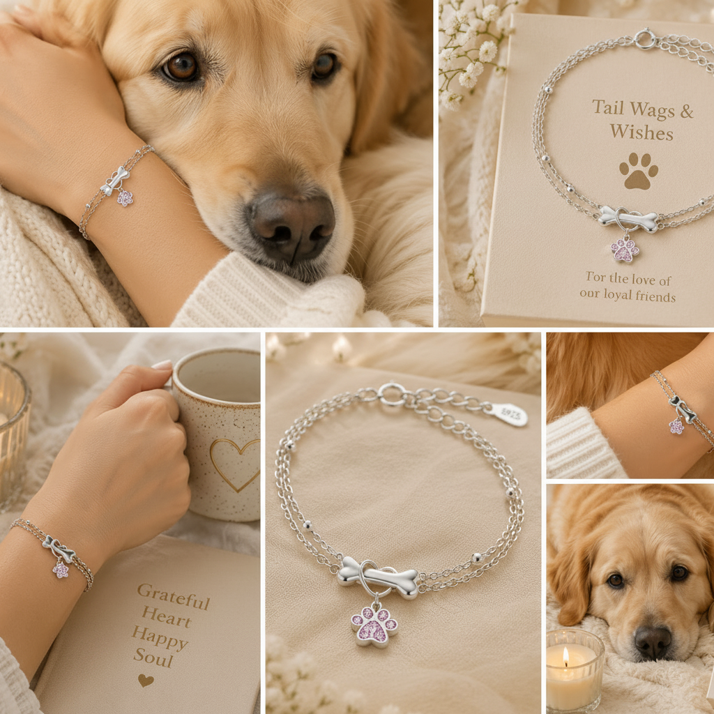 Tail Wags & Wishes Bracelet / Sterling Silver / Cubic Zirconia
