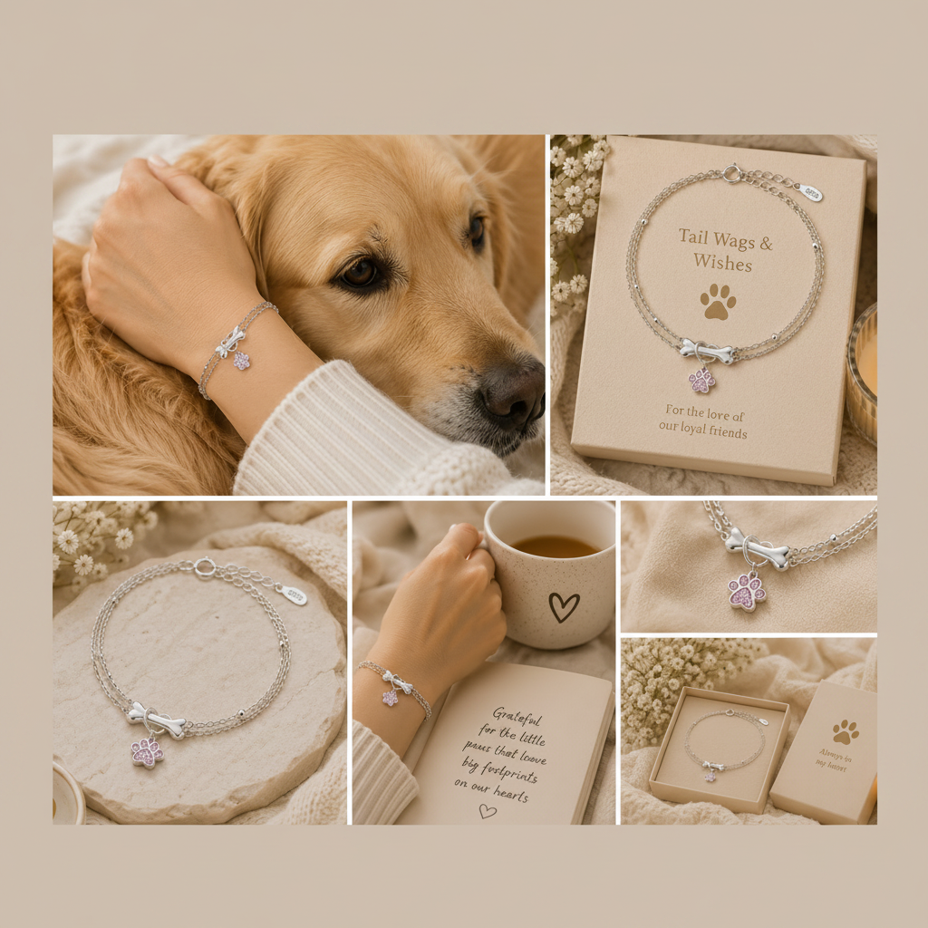 Tail Wags & Wishes Bracelet / Sterling Silver / Cubic Zirconia