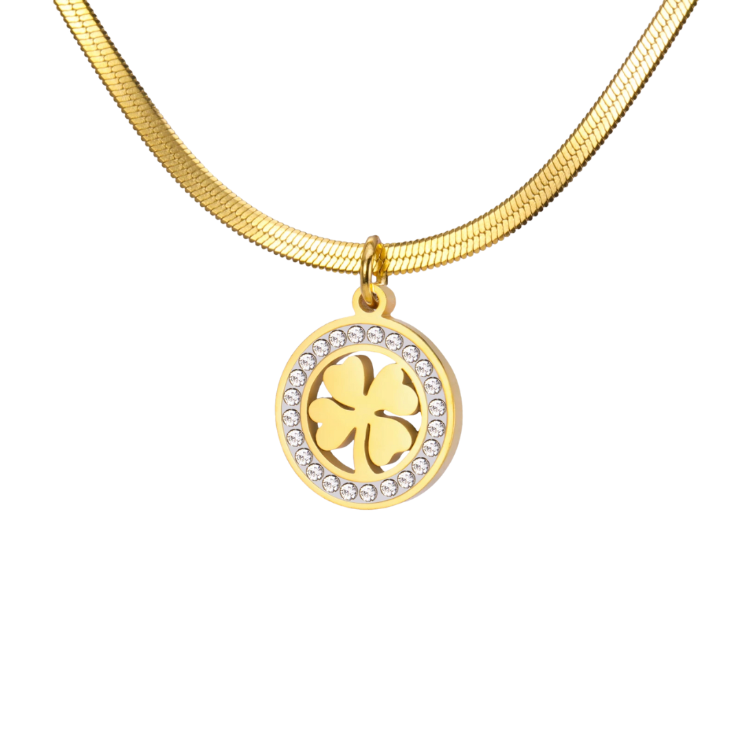 'The Sacred Luck' Four Leaf Clover Necklace / Stainless Steel